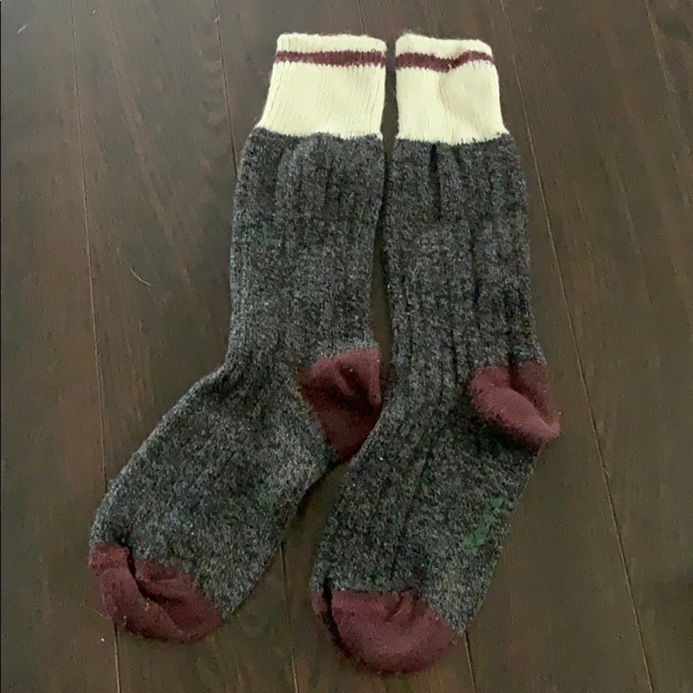 Roots Gray and Cream Wool Socks